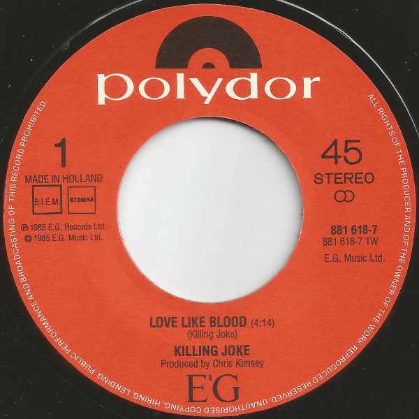 Killing Joke : Love Like Blood (7", Single)