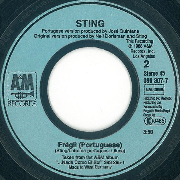 Sting : Fragile / Frágil (7", Single, Pos)