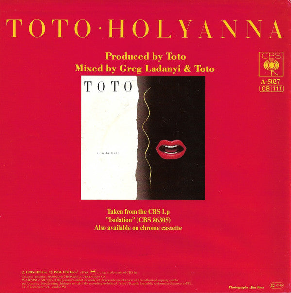 Toto : Holyanna (7", Single)