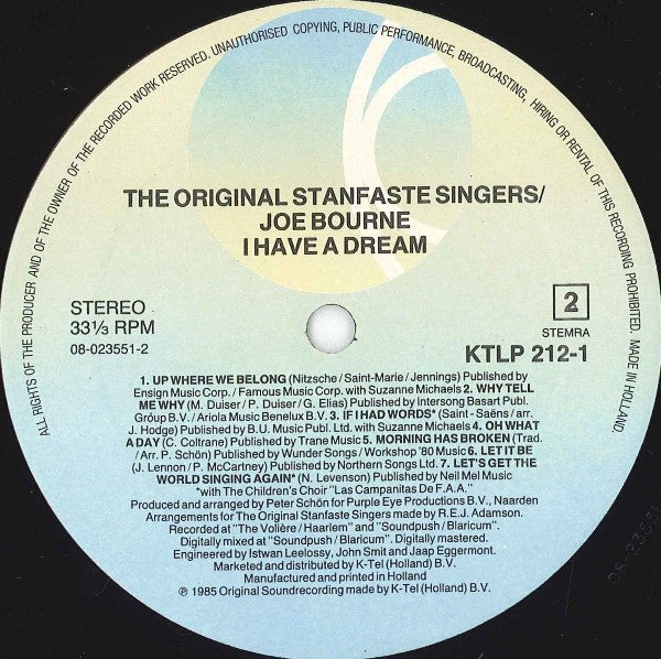 Joe Bourne & Stanvaste Singers : I Have A Dream (LP, Album)