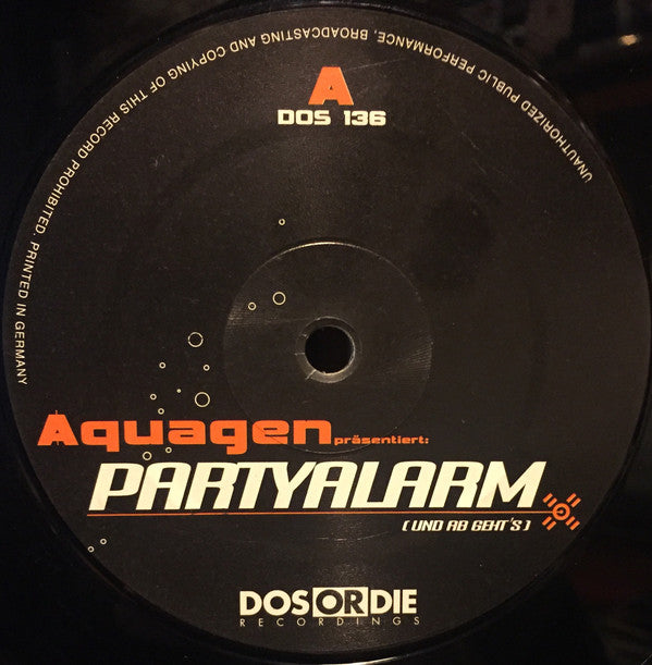 Aquagen : Partyalarm (Und Ab Geht's) (12")