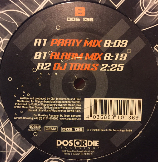 Aquagen : Partyalarm (Und Ab Geht's) (12")