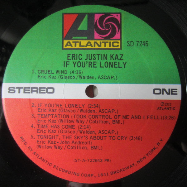 Eric Kaz : If You're Lonely (LP, Album, Pre)