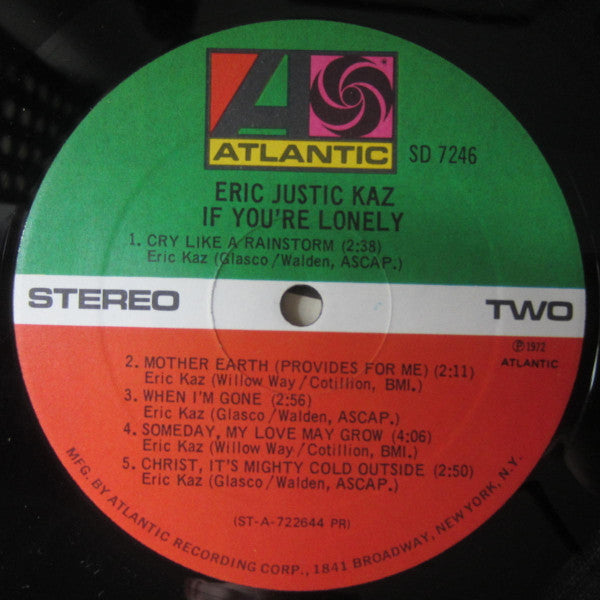 Eric Kaz : If You're Lonely (LP, Album, Pre)