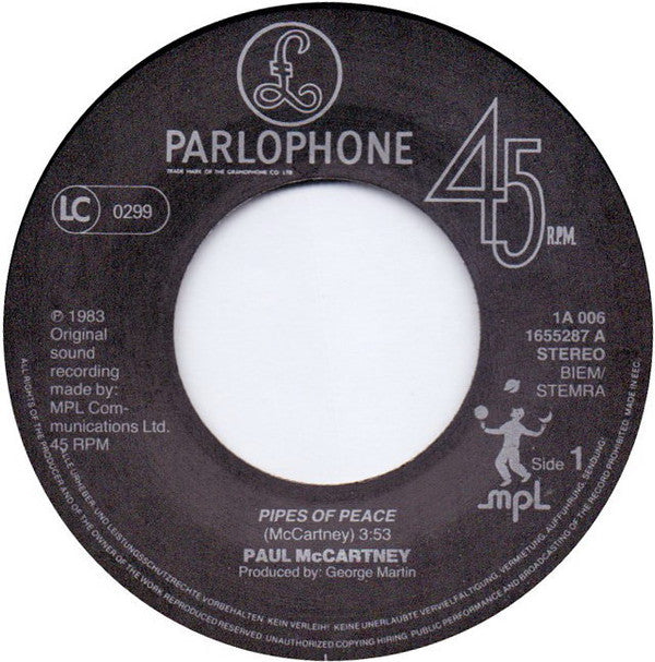 Paul McCartney : Pipes Of Peace (7", Single)