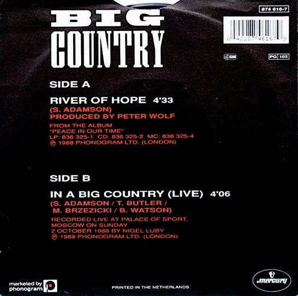 Big Country : River Of Hope (7", Single)