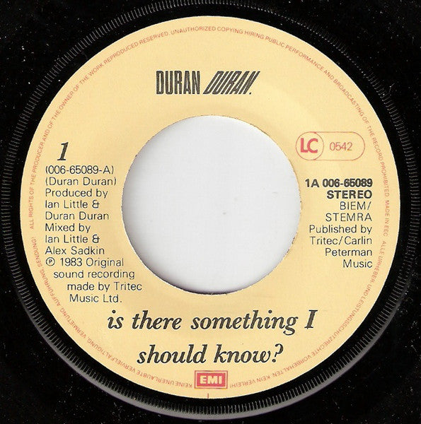 Duran Duran : Is There Something I Should Know? (7", Single)