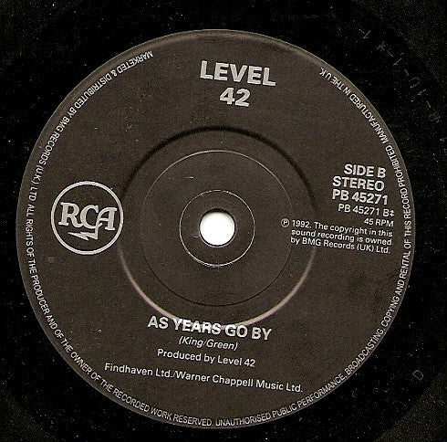 Level 42 : My Father's Shoes (7", Single)