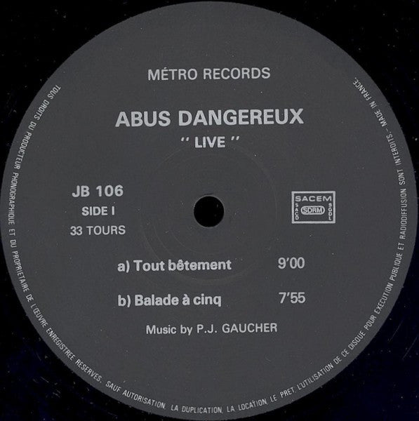 Abus Dangereux : Live (LP, Album)