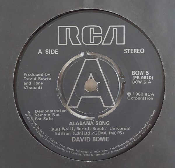 David Bowie : Alabama Song (7", Single, Promo)