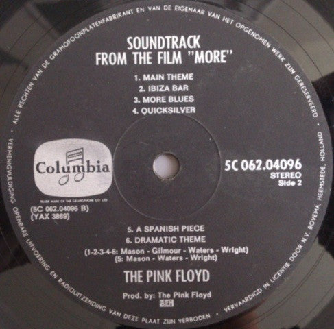The Pink Floyd* : Soundtrack From The Film "More" (LP, Album)