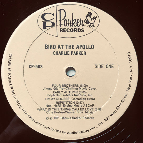 Charlie Parker : Bird At The Apollo (LP, Album, Mono)