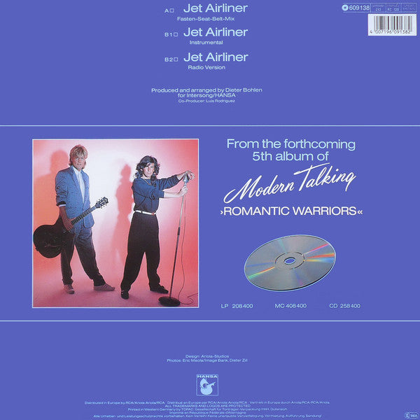 Modern Talking : Jet Airliner (Fasten-Seat-Belt-Mix) (12", Maxi)