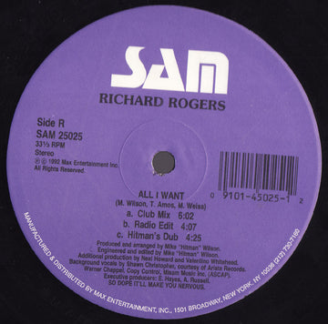 Richard Rogers : All I Want (12")