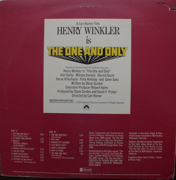 Patrick Williams : The One And Only (Music From The Soundtrack Of The Paramount Motion Picture) (LP, Album)