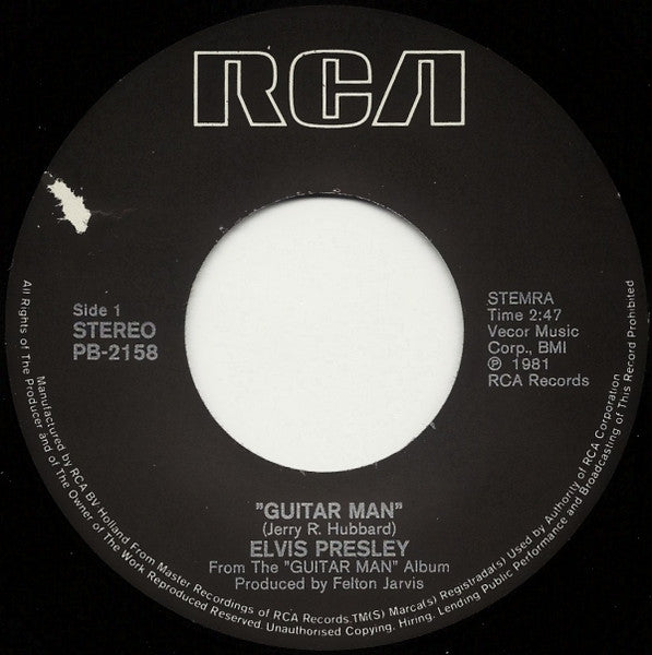 Elvis Presley : Guitar Man (7", Single)