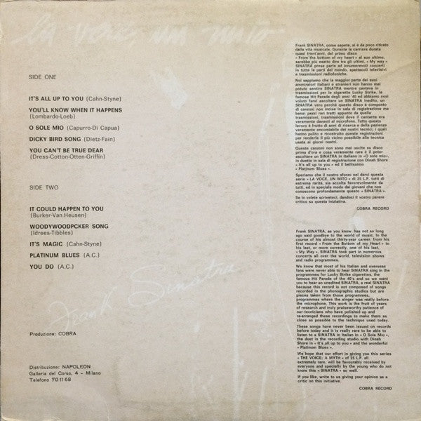 Frank Sinatra : La Voce, Un Mito (LP, Comp)