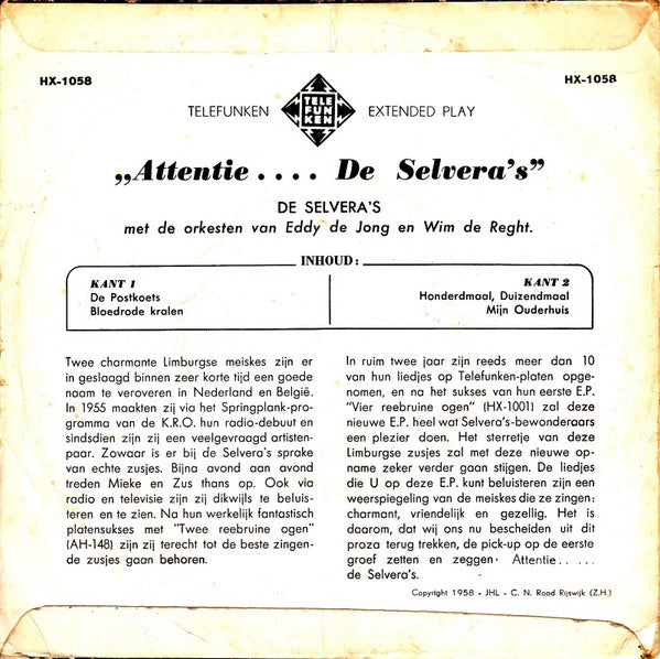 De Selvera's : Attentie ........ De Selvera's (7", EP, Mono)