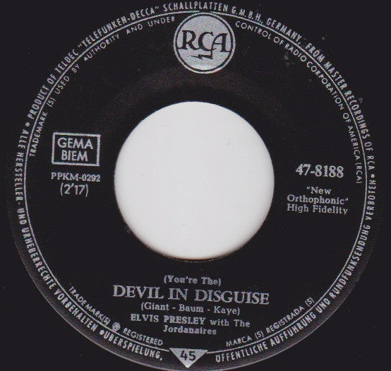 Elvis* : (You're The) Devil In Disguise (7", Single, Mono)