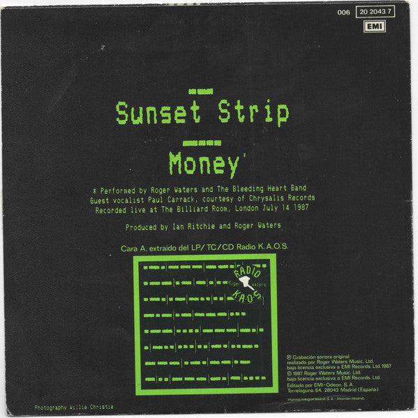 Roger Waters : Sunset Strip (7", Single)