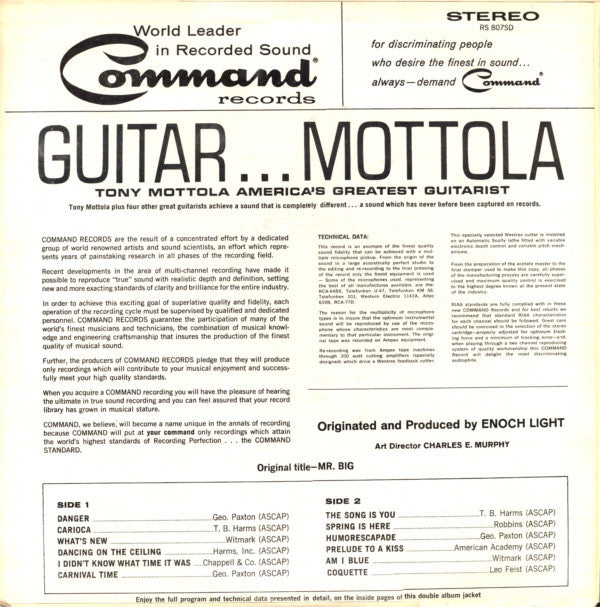 Tony Mottola : Guitar . . . Mottola (LP, Album, RE)