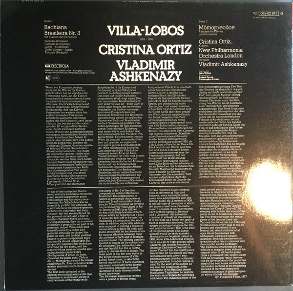 Heitor Villa-Lobos, Cristina Ortiz, New Philharmonia Orchestra, Vladimir Ashkenazy : Bachiana Brasileira Nr. 3 / Momoprecóce (LP)