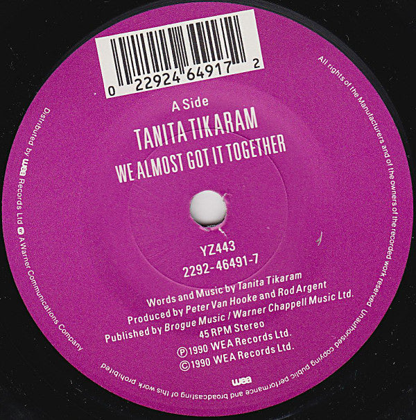 Tanita Tikaram : We Almost Got It Together (7", Gat)