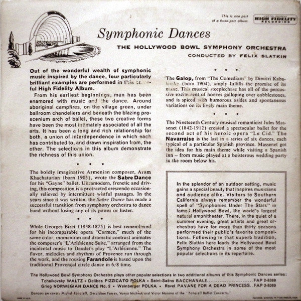 The Hollywood Bowl Symphony Orchestra Conducted By Felix Slatkin : Symphonic Dances - Part 1 (7", EP)