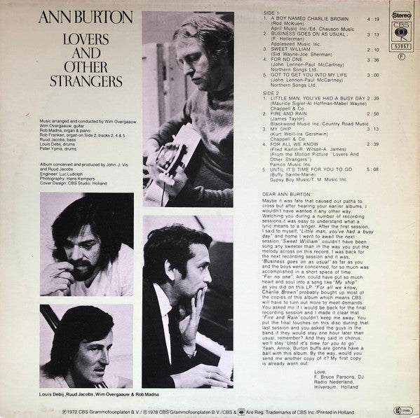 Ann Burton : Ann Burton Sings For Lovers And Other Strangers (LP, RE)