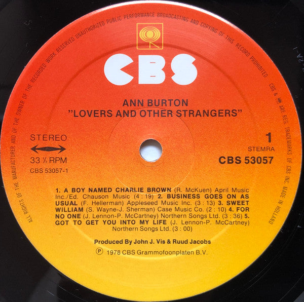 Ann Burton : Ann Burton Sings For Lovers And Other Strangers (LP, RE)