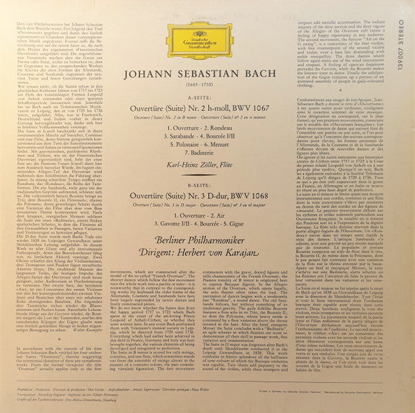 Johann Sebastian Bach - Herbert Von Karajan, Berliner Philharmoniker : Ouvertüren (Orchestersuiten) Nr. 2 & 3 (LP, RP)