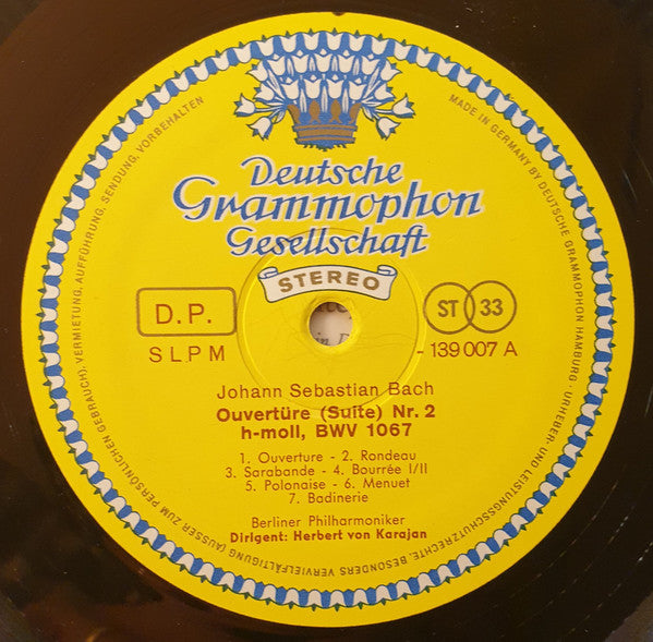 Johann Sebastian Bach - Herbert Von Karajan, Berliner Philharmoniker : Ouvertüren (Orchestersuiten) Nr. 2 & 3 (LP, RP)