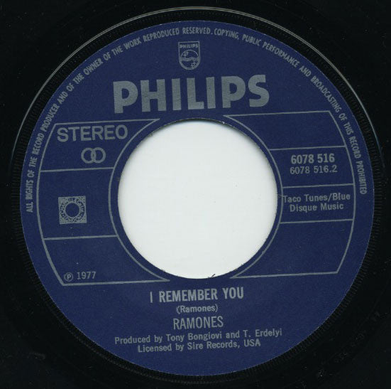 Ramones : Rockaway Beach / I Remember You  (7", Single)