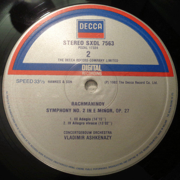 Rachmaninov*, Concertgebouw Orchestra* / Vladimir Ashkenazy : Symphony No.2 (LP)