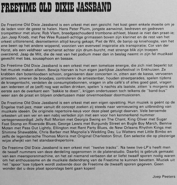 Freetime Old Dixie Jassband : Twelve Tracks Of Free Time (LP)