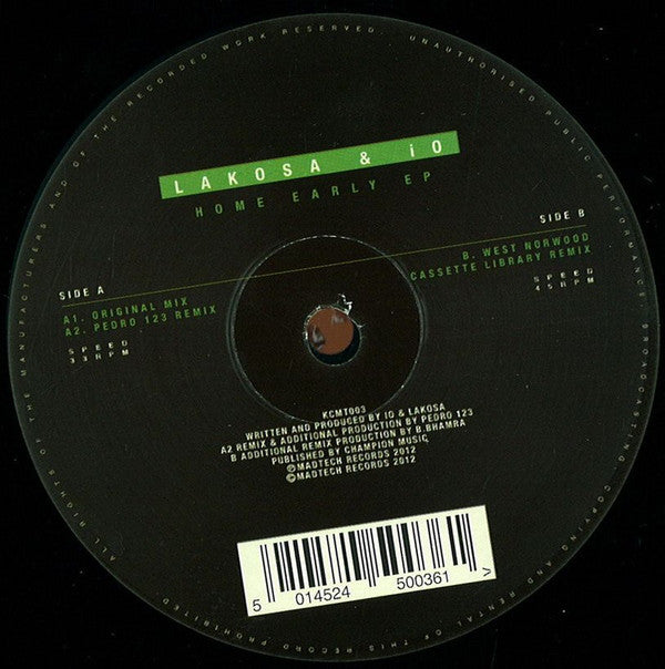 Lakosa & iO (12) : Home Early EP (12", EP)