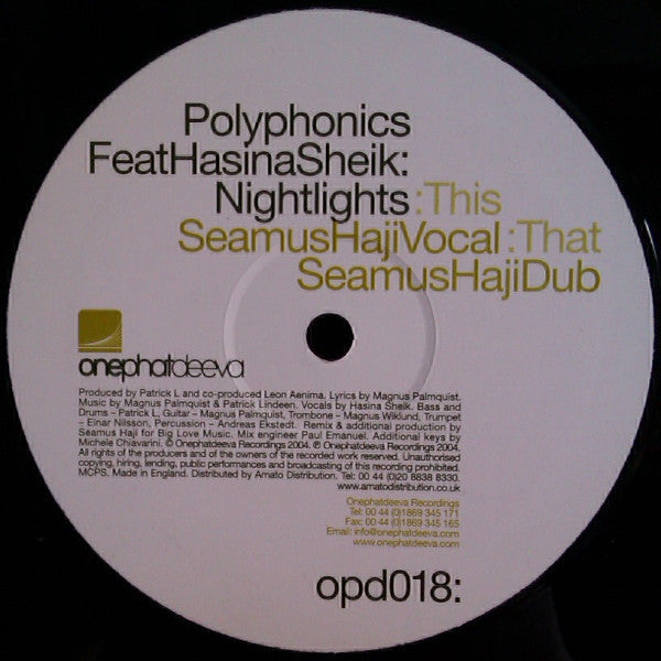 Polyphonics Feat. Hasina Sheik : Nightlights (12")