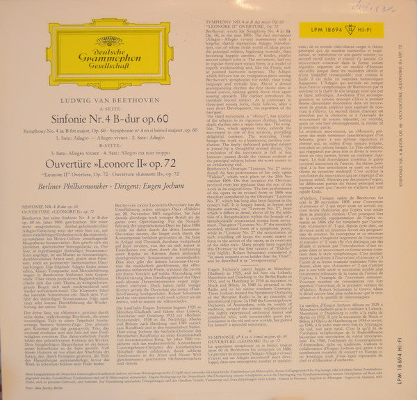 Berliner Philharmoniker Dirigent: Eugen Jochum : Eugen Jochum Dirigiert Beethoven (LP, Mono)