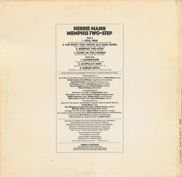 Herbie Mann : Memphis Two-Step (LP, Album, SP )