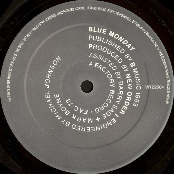 New Order : Blue Monday (12", Single)