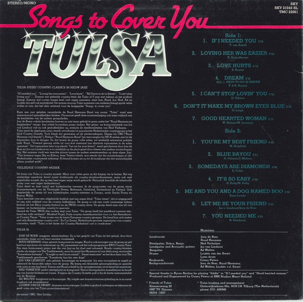 Tulsa (3) : Songs To Cover You (LP, Album)