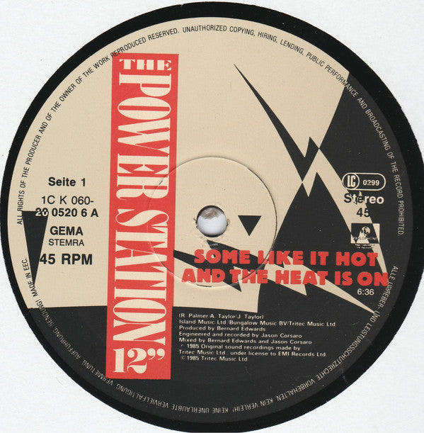 The Power Station : Some Like It Hot / The Heat Is On (12", Maxi)