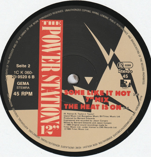 The Power Station : Some Like It Hot / The Heat Is On (12", Maxi)