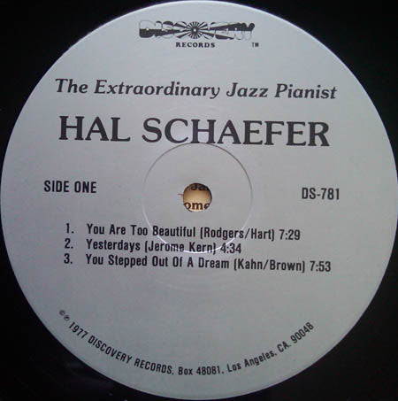 Hal Schaefer With Fred Atwood And Alvin Stoller : The Extraordinary Jazz Pianist (LP)