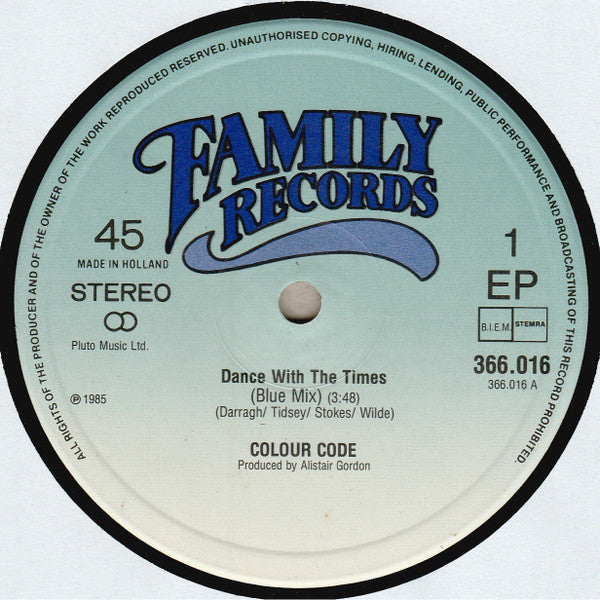 Colour Code : Dance With The Times (12", EP)