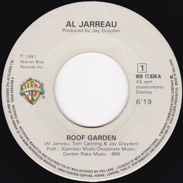 Al Jarreau : Roof Garden (7", Fol)