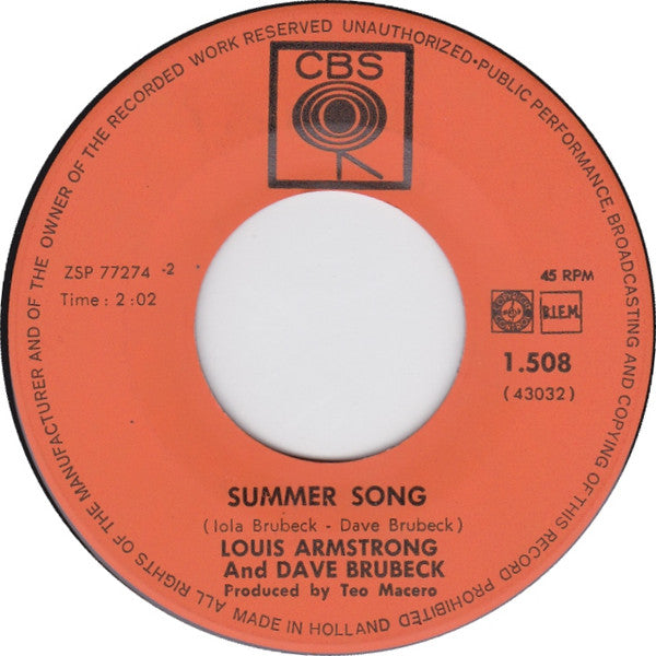 Louis Armstrong & Dave Brubeck : Nomad (7")