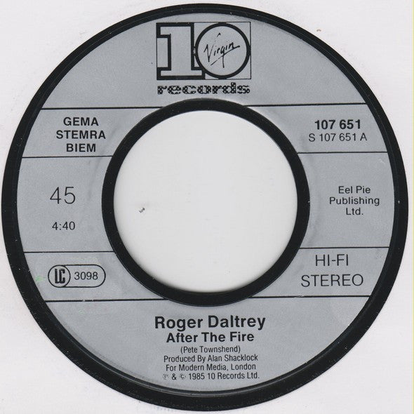 Roger Daltrey : After The Fire (7", Single)