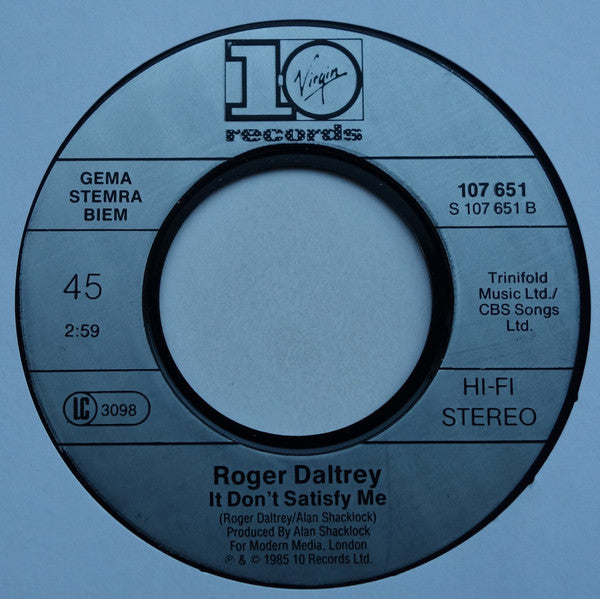 Roger Daltrey : After The Fire (7", Single)