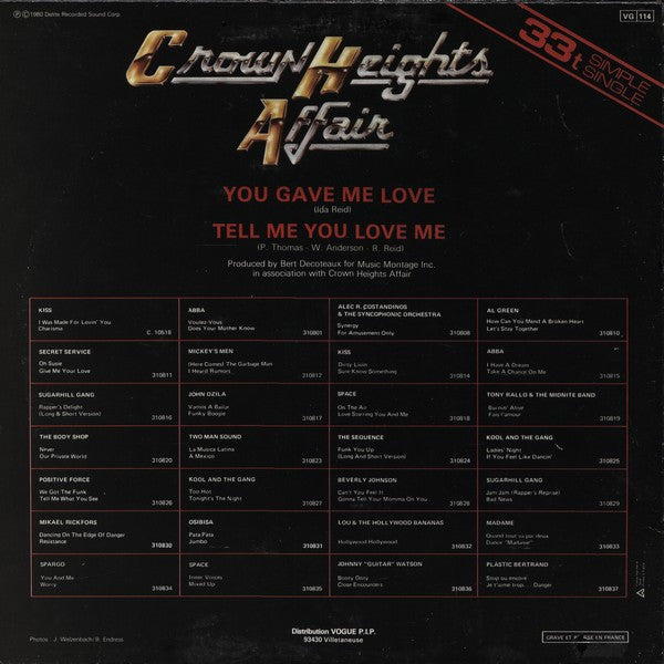 Crown Heights Affair : You Gave Me Love (12", Single)